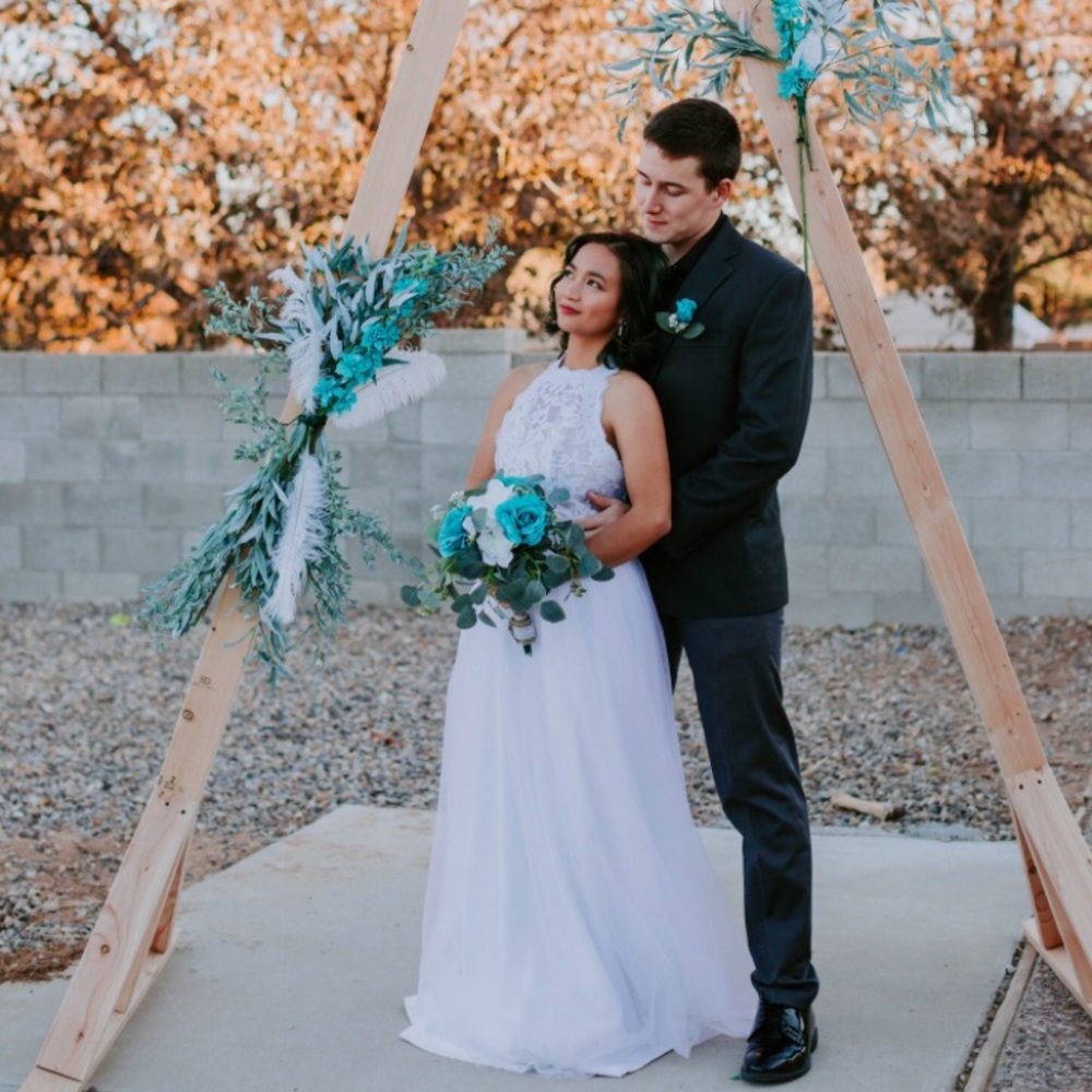 SOLD - Lace Bodice Wedding Gown & Tulle Veil